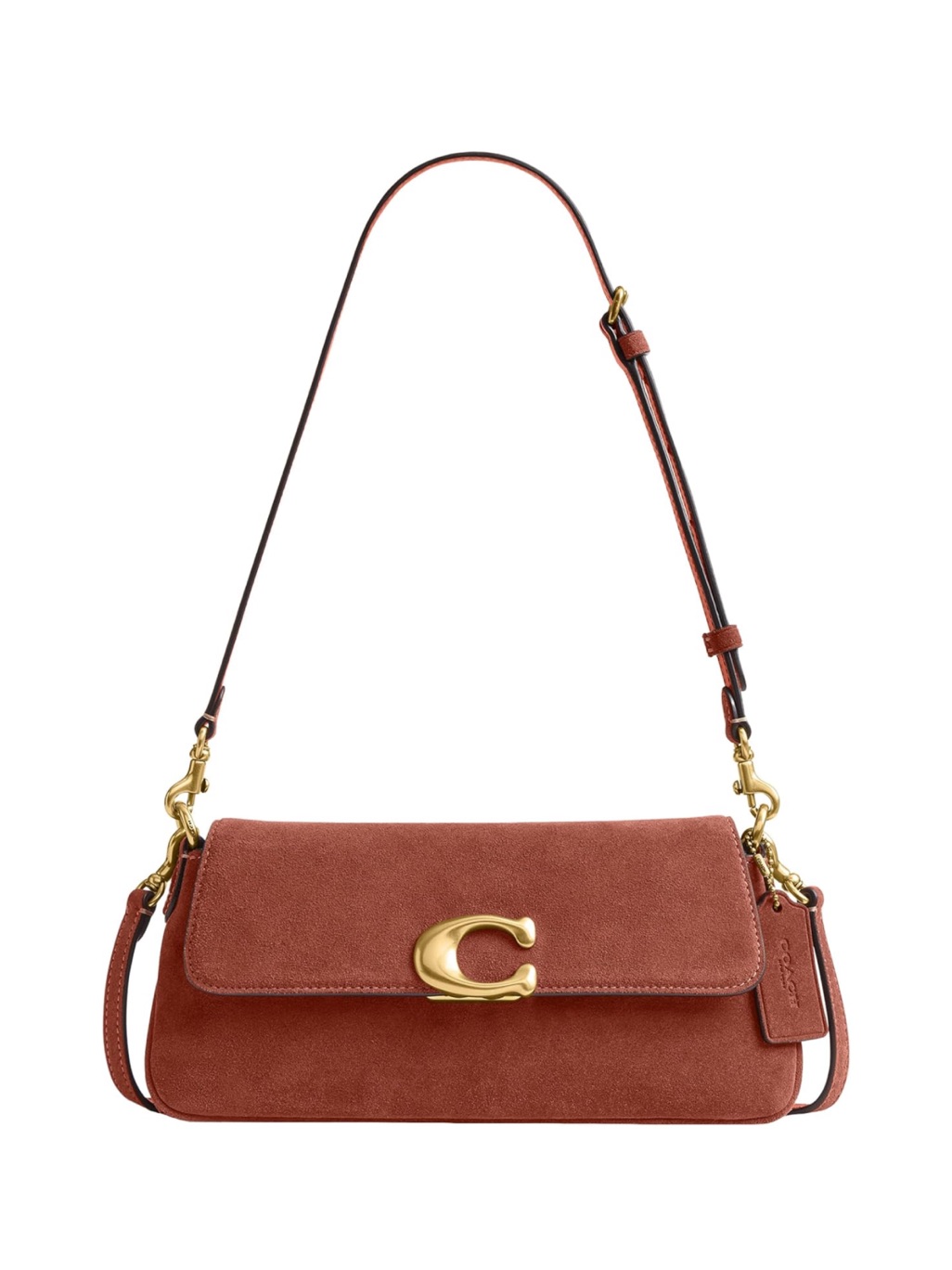 New Coach Jet Shoulder Bag In Suede Clay With Gold Hardware